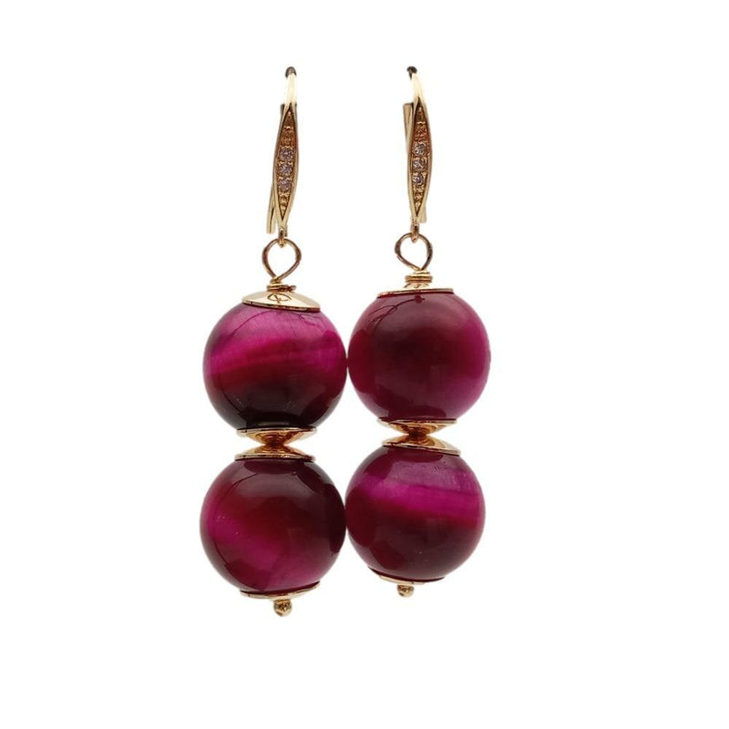 Sterling Silver Tiger Eye Drop Earrings for Women