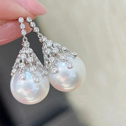 Sterling Silver Hanging Freshwater Pearl Earrings for Women