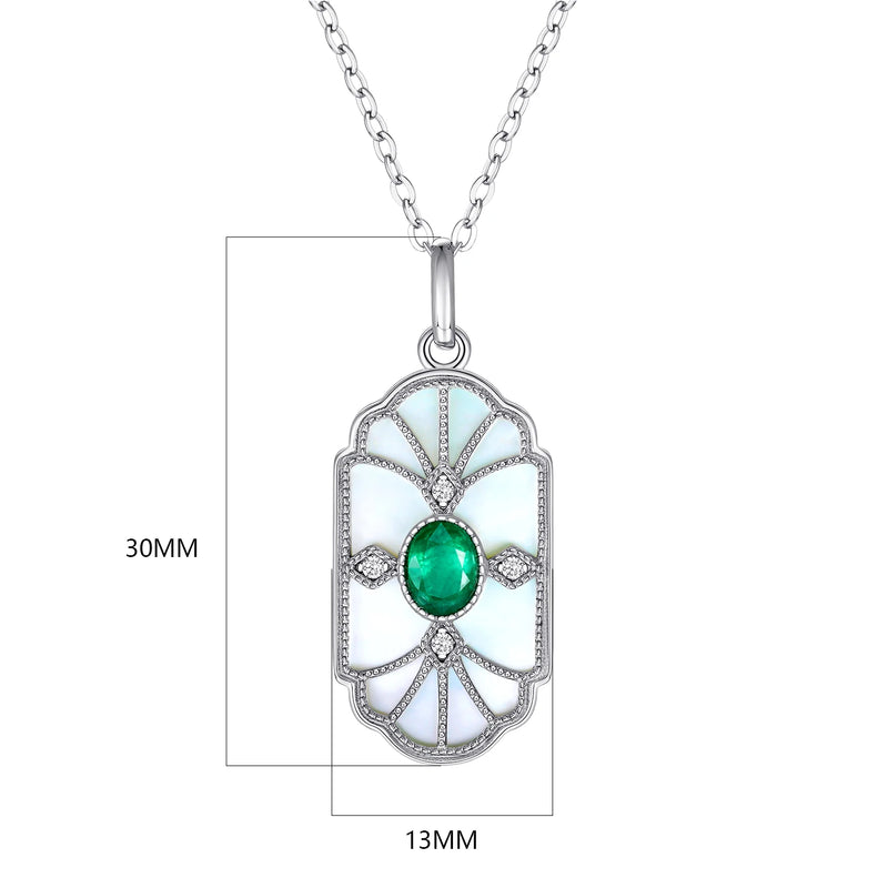 Sterling Silver Emerald Pendant Necklace for Woman