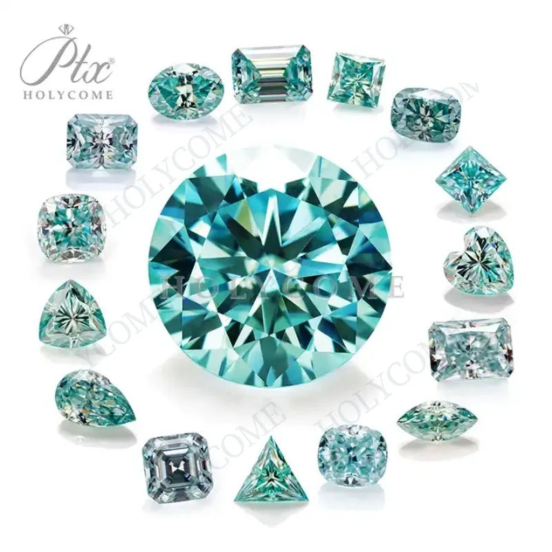 925 Sterling Silver Aqua Blue Moissanite Radiant Cut Jewelry for Women