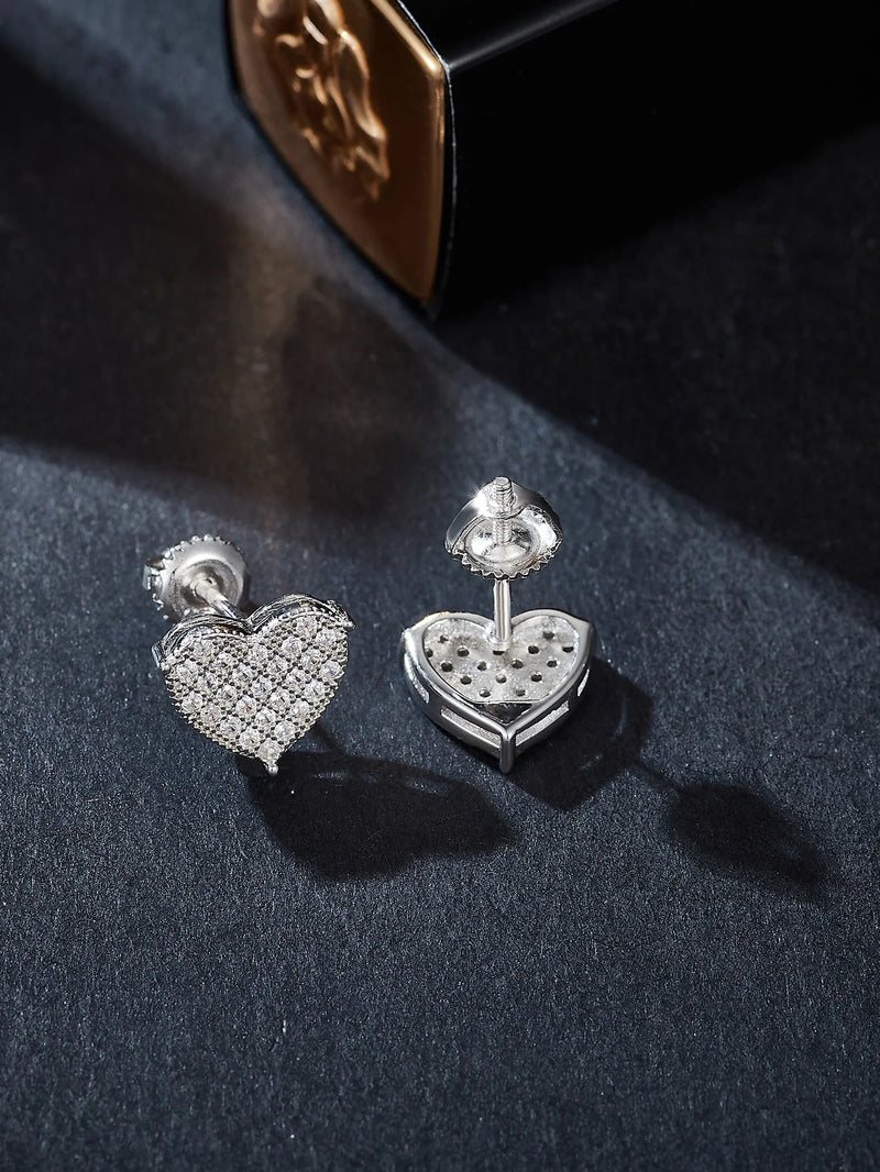 14K Gold Moissanite Heart Stud Earrings for Women