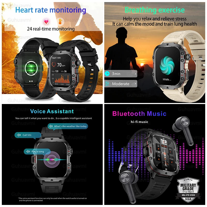 Stainless Steel Smartwatch with Bluetooth Calling, Heart Rate Monitoring and IP68 Waterproofing for Men