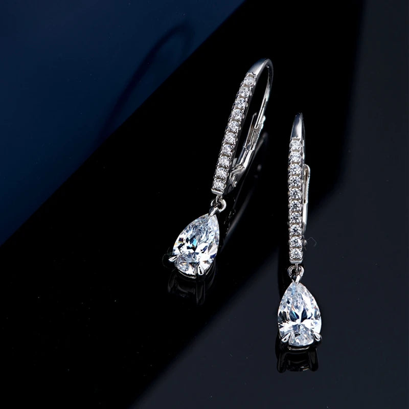 18k White Gold Moissanite Drop Earrings for Women