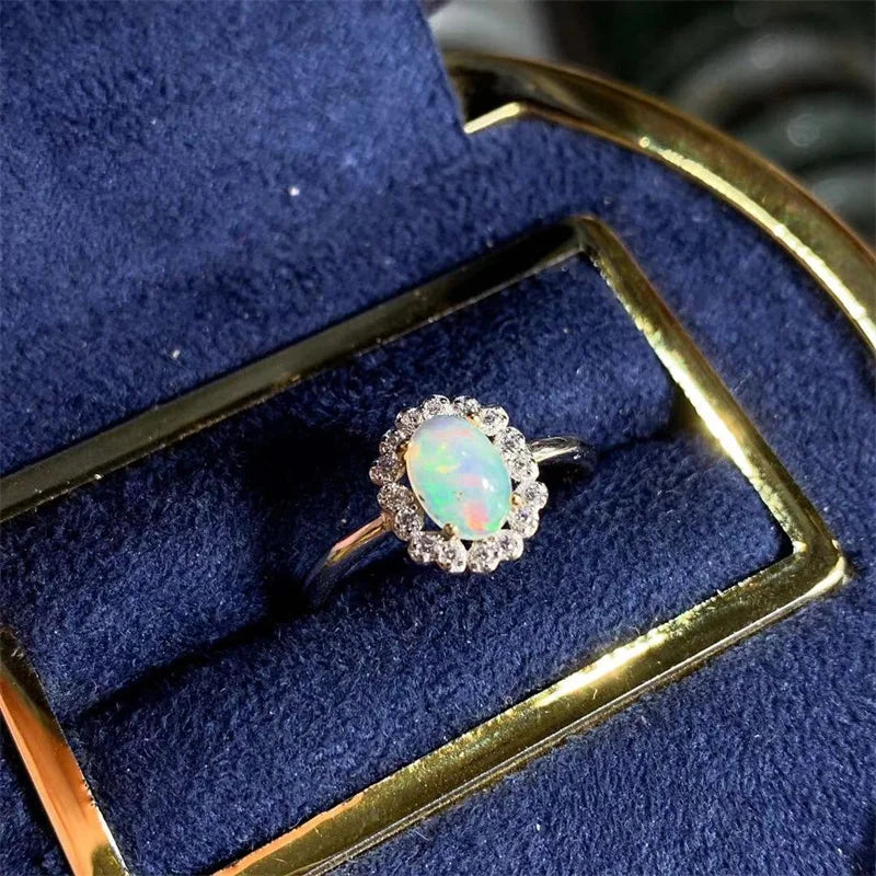 Sterling Silver Opal Wedding Ring for Women