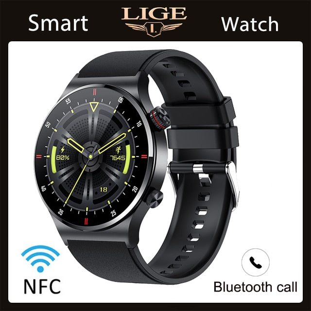 NFC Bluetooth Smart Watch with HD Screen, Sport Bracelet, Waterproof, Custom Watch Face for Men