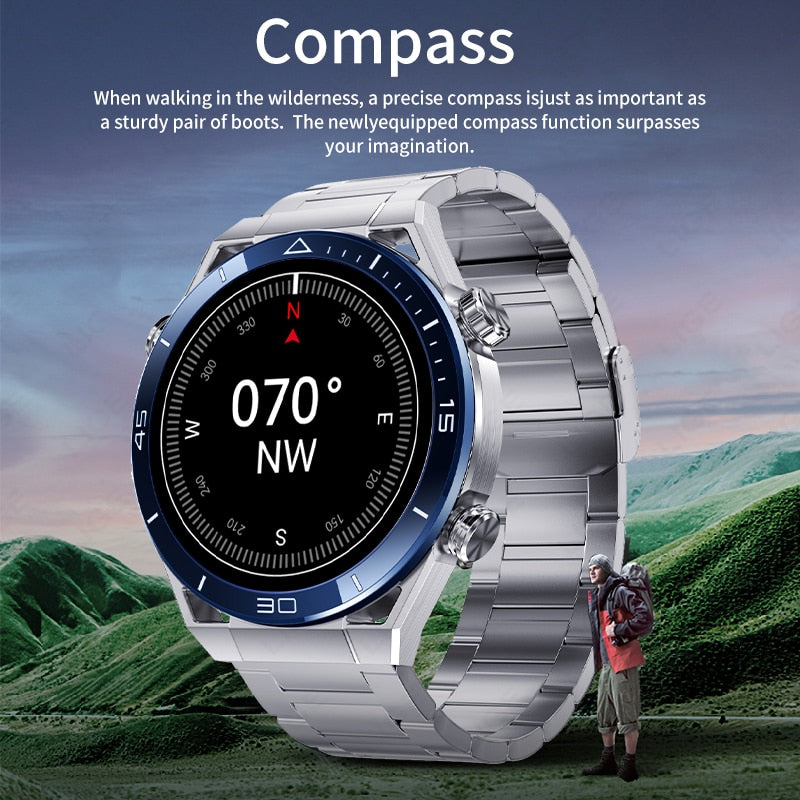 GPS Smart Watch with Voice Calling, NFC, Compass, IP68 Waterproof, ECG+PPG For Men.