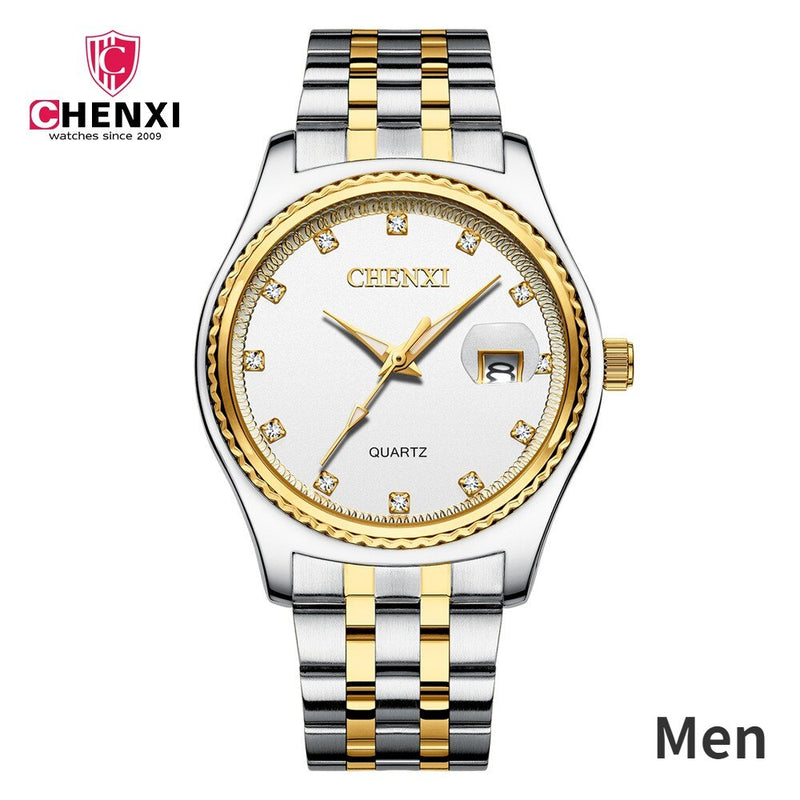 Steel Full Steel Business Quartz Waterproof Wrist Watches for Couple