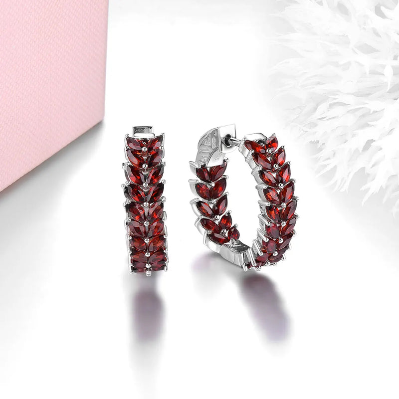 Sterling Silver Red Garnet Clip Earrings 6 ctw for Women