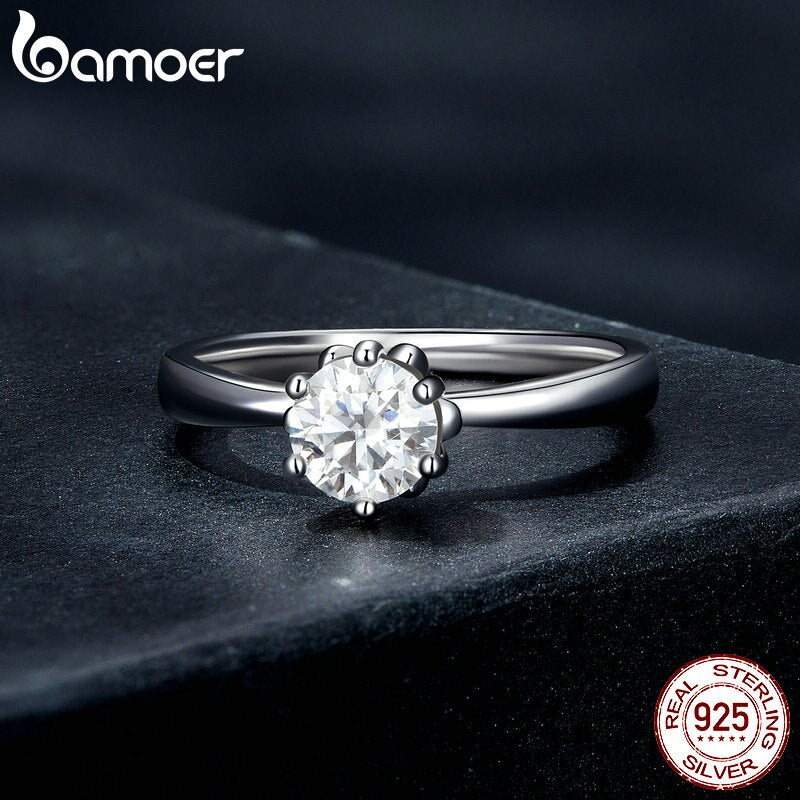 925 Sterling Silver 0.80ct Round Moissanite Engagement Ring for Women