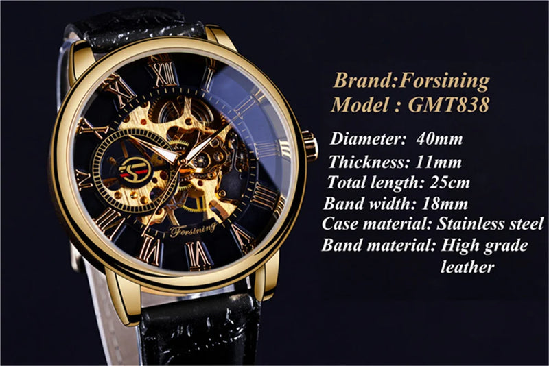 Skeleton Mechanical Hand Wind Watch with Tourbillion for Men