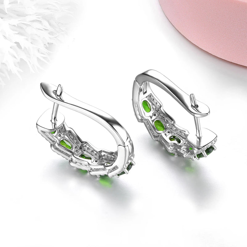 Sterling Silver Chrome Diopside Clip Earrings 2.50 Carats for Women