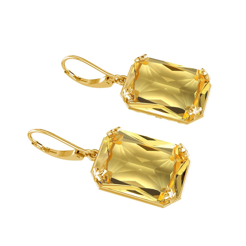 Yellow Gold Citrine Drop Earrings with 1.30ctw Stone for Women