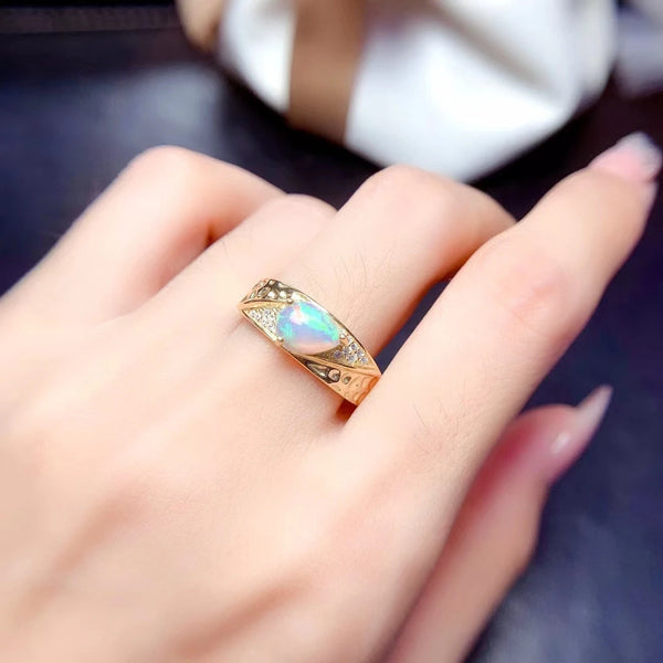 925 Sterling Silver Opal Ring 6mm*8mm for Women