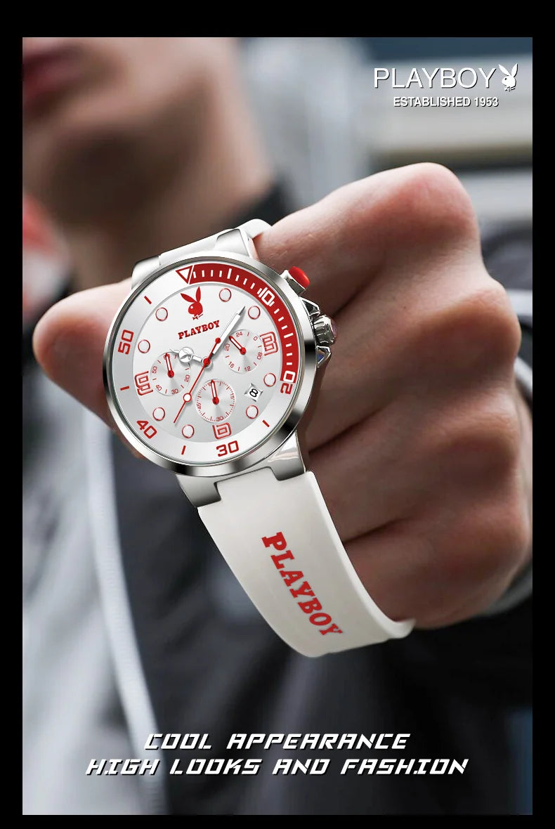 Stainless Steel Silicone Multifunction Sports Watch for Men