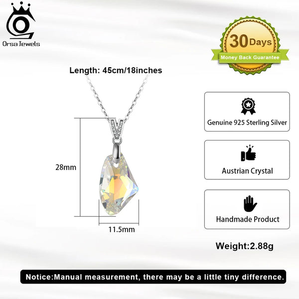 925 Sterling Silver Colorful Crystal Pendant Necklace for Women