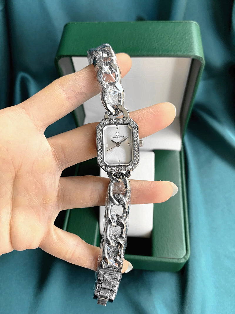 Elegant Diamond Stainless Steel Waterproof Wristwatch for Women