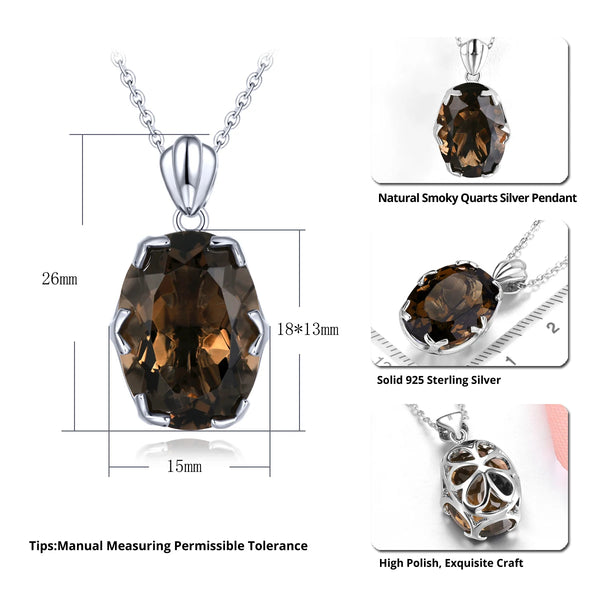 Sterling Silver Smoky Quartz Pendant 11 ctw for Women