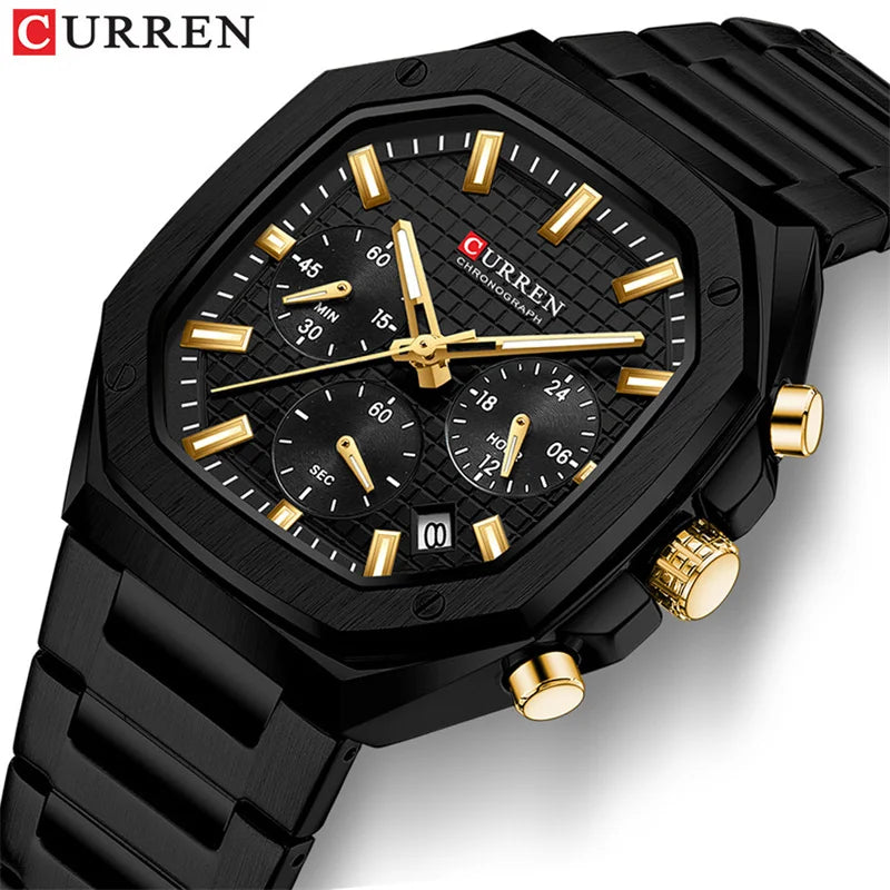 Stainless Steel Quartz Chronograph Watch for Men