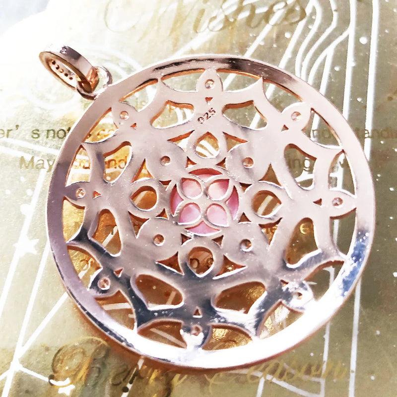 925 Sterling Silver Rose Gold Lotus Pendant for Women