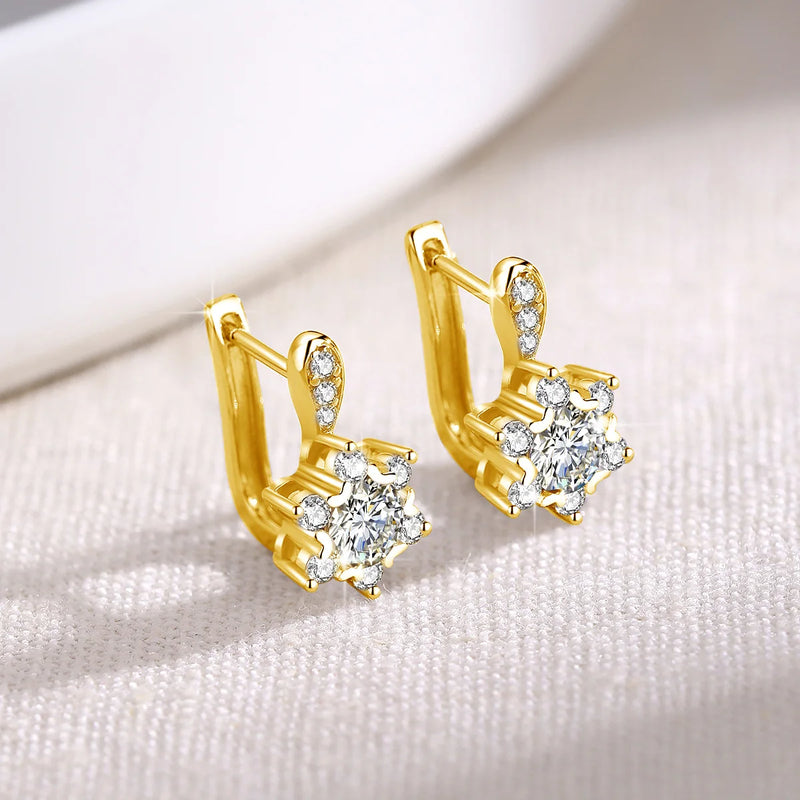 925 Silver 4.5mm Round Cut Moissanite Star Earrings for Women