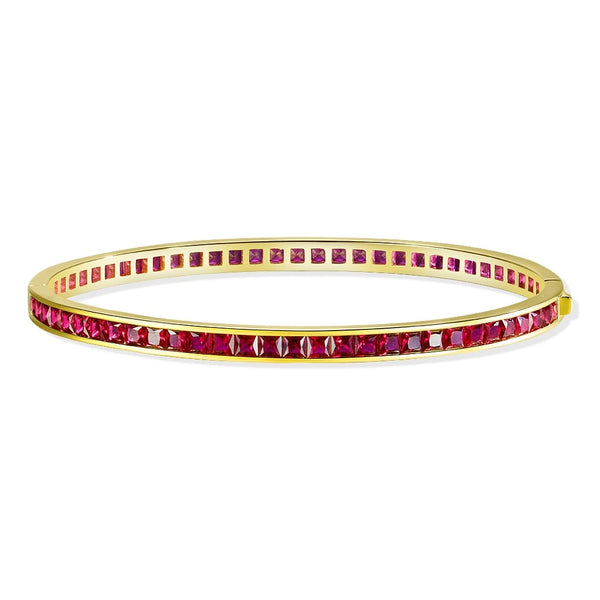 18K Gold Plated Sterling Silver Ruby Bangle for Women