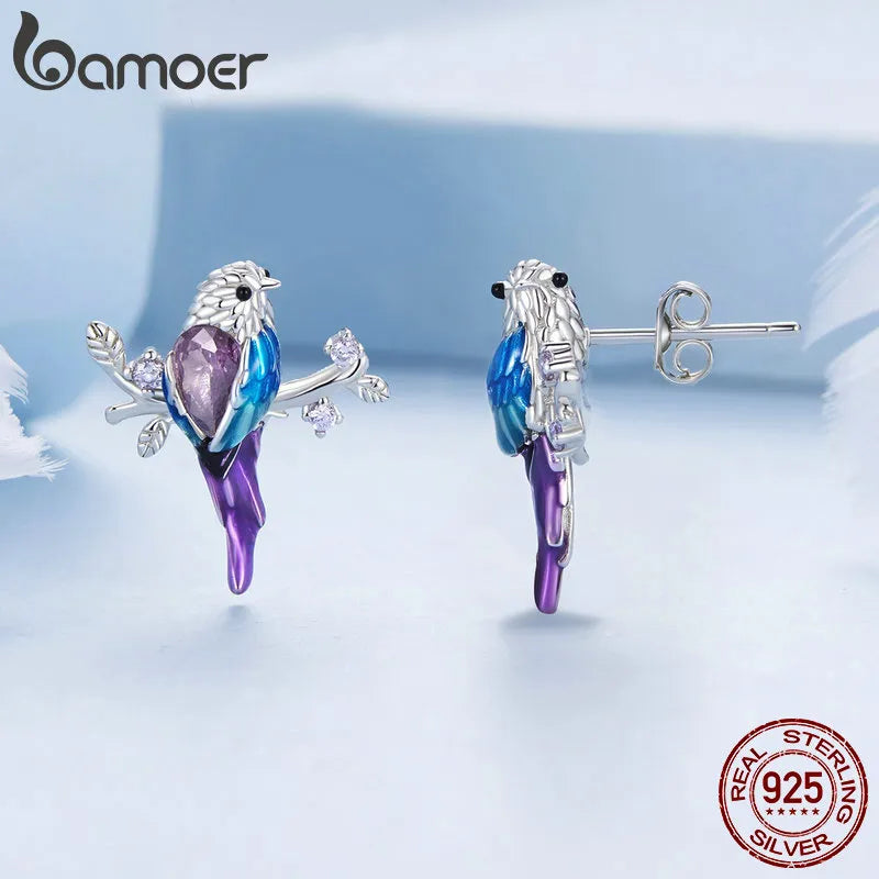 Sterling Silver Bird Dangle Earrings for Women