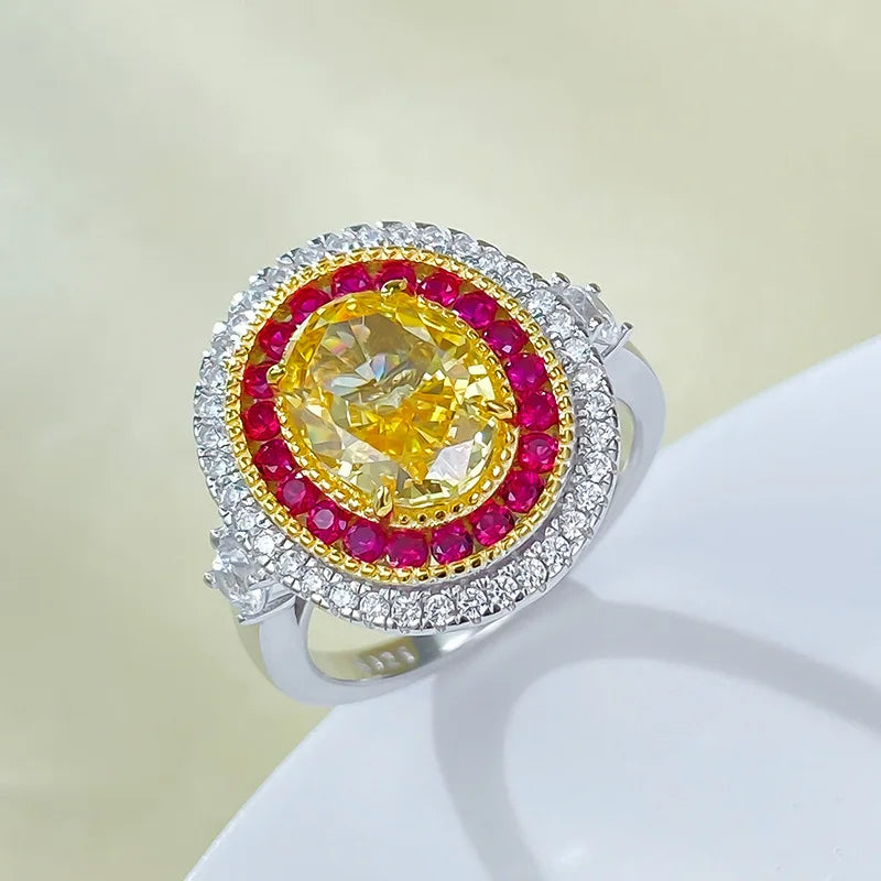 Sterling Silver 0.70ctw Yellow Diamond and Citrine Ring for Women