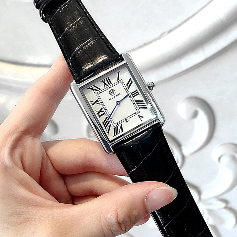 Luxury Square Top Business Dress Watch for Couples: High Quality Fashion Timepiece for Men and Women with Date Function