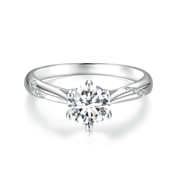 925 Sterling Silver 1ct Round Moissanite Solitaire Ring for Women