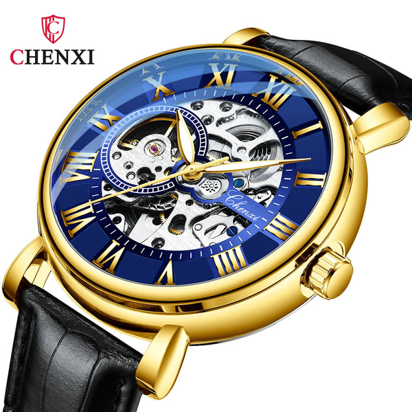 Stainless Steel Skeleton Automatic Luminous Mechanical Watch for Men