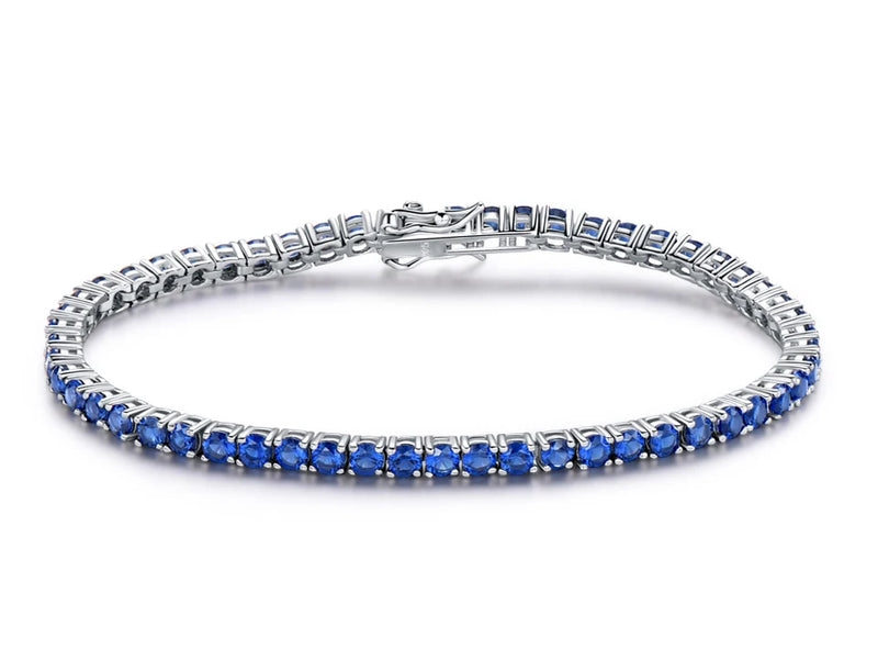 Sterling Silver 2mm Sapphire Tennis Bracelet for Women