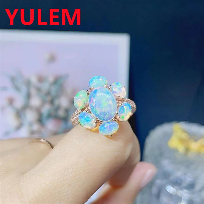 Sterling Silver White Opal Ring for Women