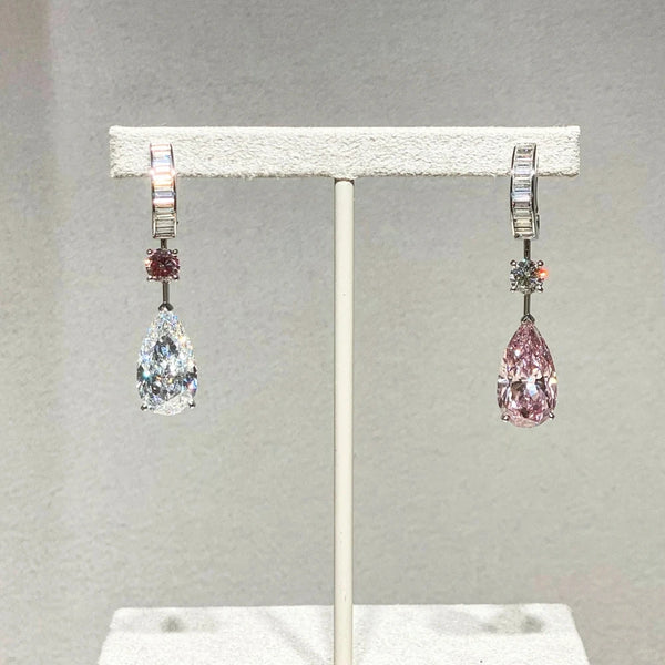 Wong Rain Classic 925 Sterling Silver Pear Cut Lab Sapphire High Carbon Diamond Gemstone Water Drop Dangle Earrings Jewelry