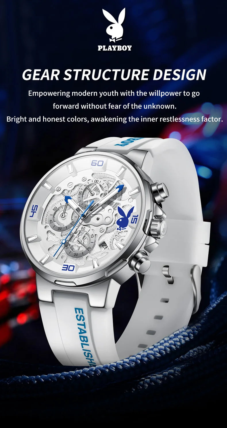 Stainless Steel Silicone Strap Multifunction Watch for Men