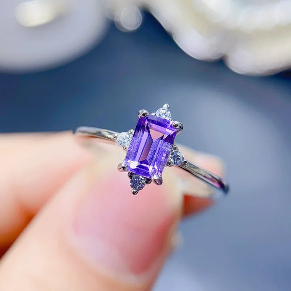 Sterling Silver Amethyst Ring for Female