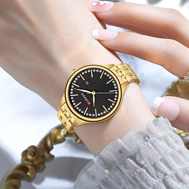 Alloy Quartz Wristwatch with Bracelet, for Women