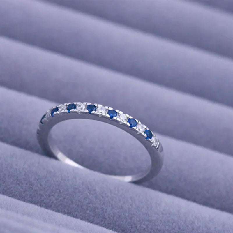 Sterling Silver Eternity Ring with Round Cut Sapphire Created CZ Diamond 1.00ct, for Women