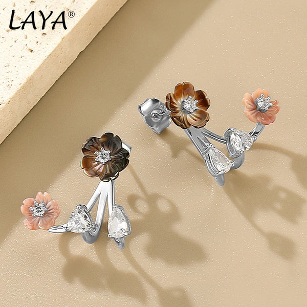 925 Sterling Silver Shell Flower Earrings for Women