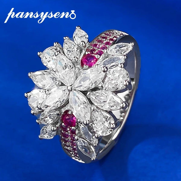 925 Sterling Silver Marquise Sapphire & Diamond Ring for Women