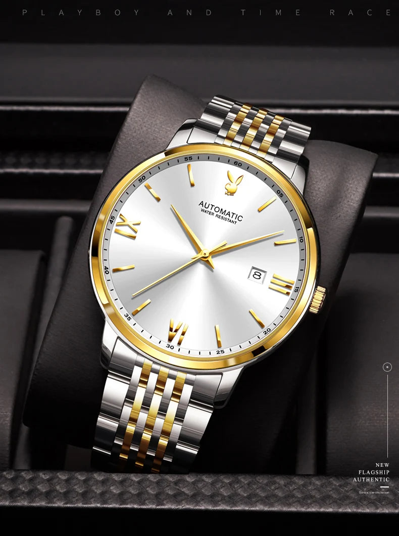 Stainless Steel Automatic Mechanical Watch for Men