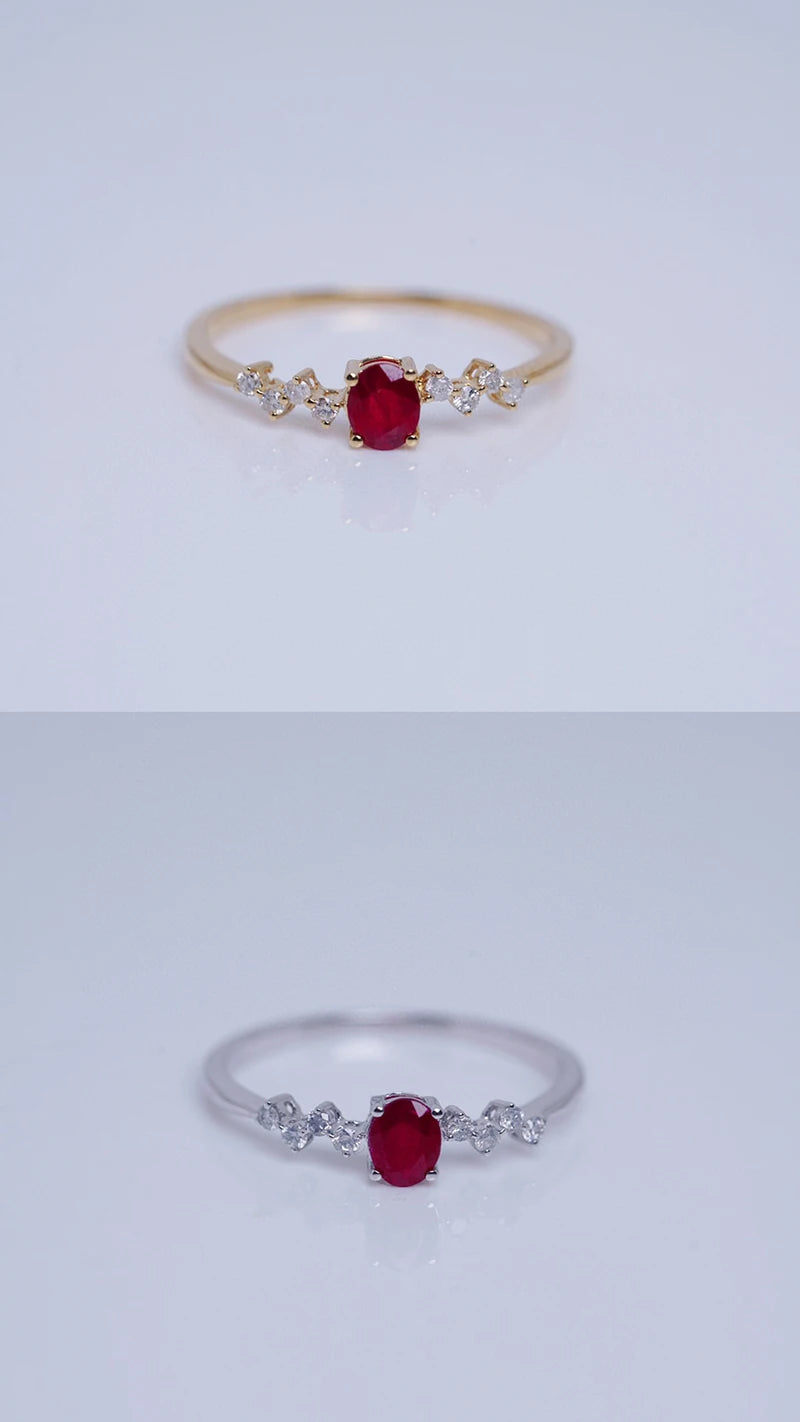 18K Gold Natural Diamond and Ruby Galaxy Design Ring for Women