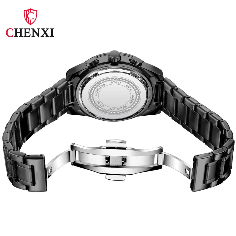 Stainless Steel Chronograph Wristwatch for Men