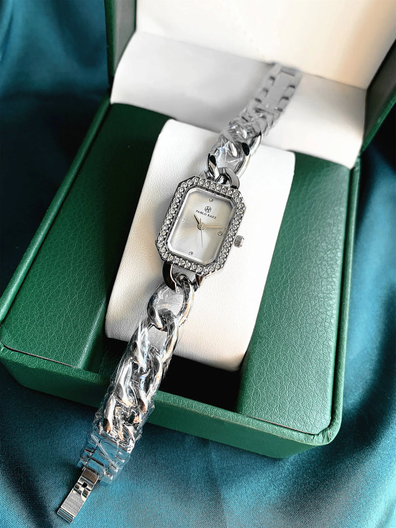 Elegant Diamond Stainless Steel Waterproof Wristwatch for Women