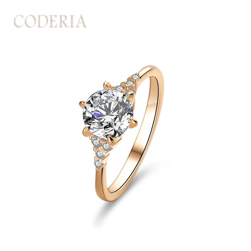 Rose Gold 1ct Moissanite Six Claw Crown Ring for Women