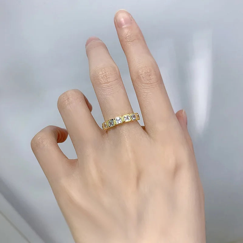 18K Yellow Gold Eternity Ring with Cubic Zirconia for Women