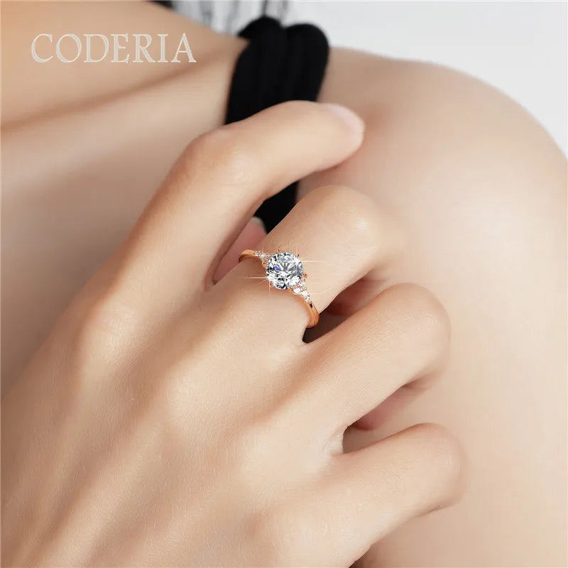 Rose Gold 1ct Moissanite Six Claw Crown Ring for Women