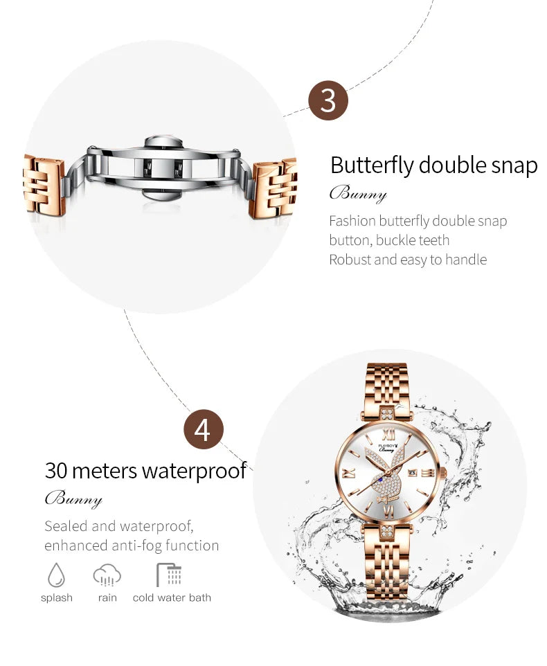 Stainless Steel Elegant Quartz Watch for Women