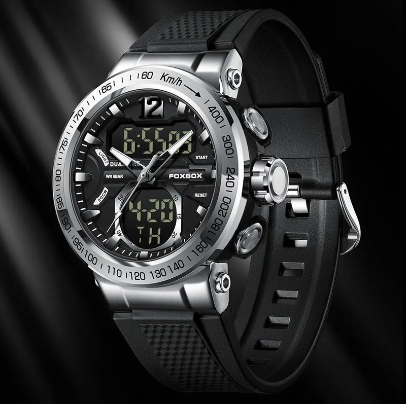 Men's Luxury Digital Analog Sport Watch with Dual Display, Original Quartz Movement, Waterproof.