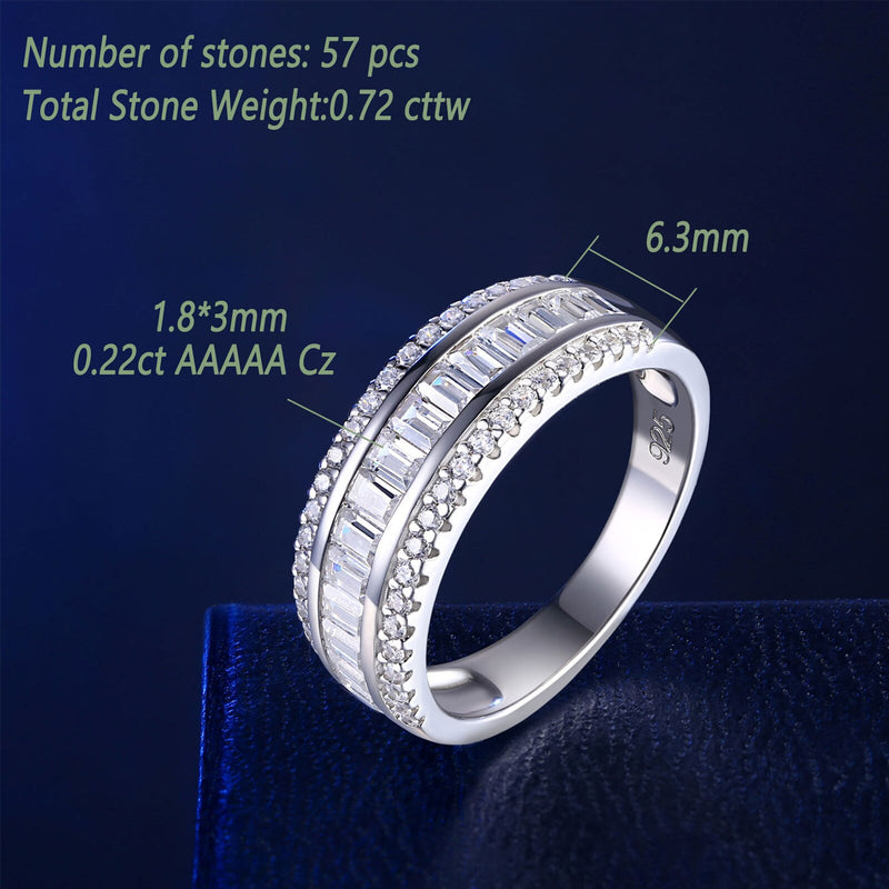 Sterling Silver Princess Cut AA Cubic Zirconia Eternity Ring for Women