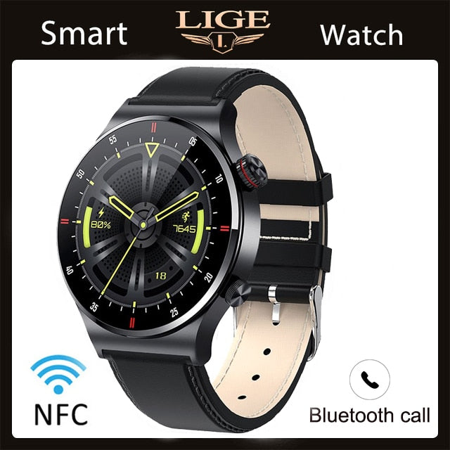 NFC Bluetooth Smart Watch with HD Screen, Sport Bracelet, Waterproof, Custom Watch Face for Men